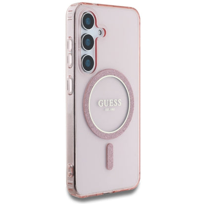 Funda MagSafe para Samsung Galaxy S25 S931, Guess, IML Glitter Circle, Rosa