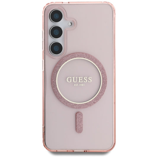 Funda MagSafe para Samsung Galaxy S25 S931, Guess, IML Glitter Circle, Rosa