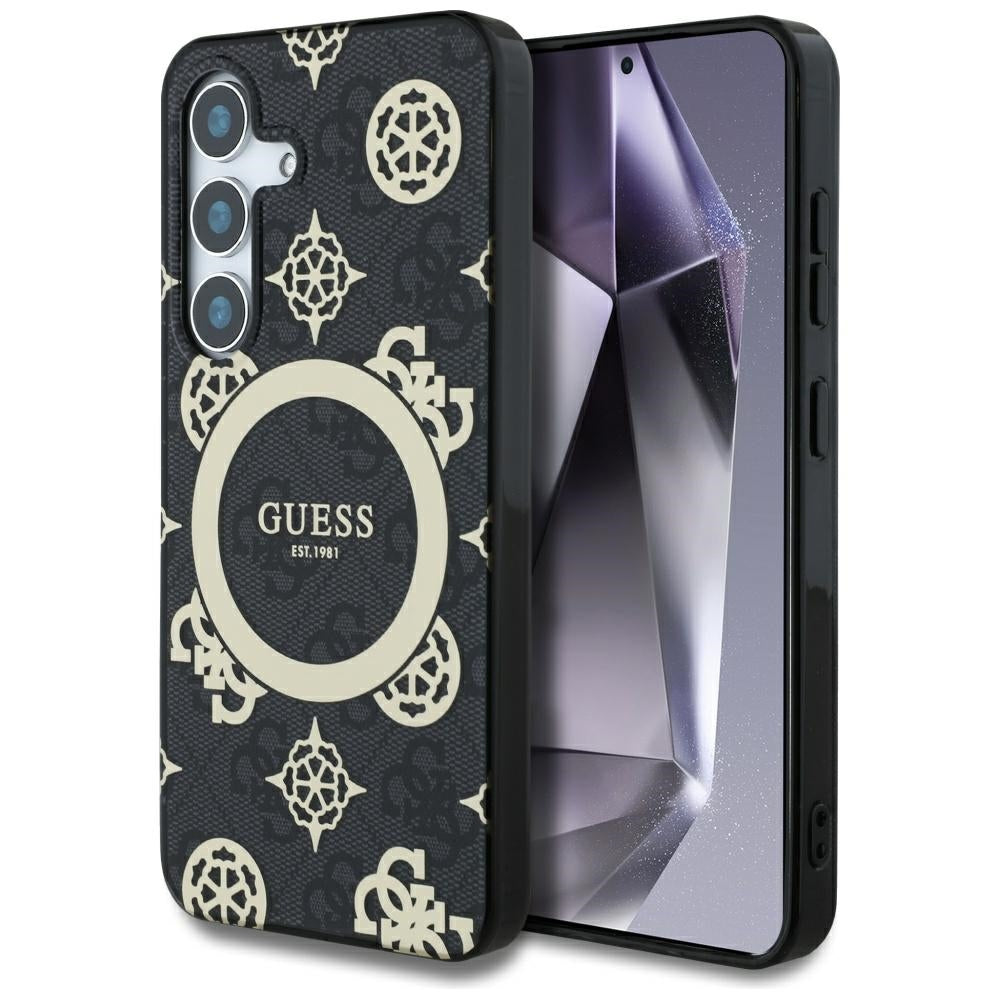 Funda MagSafe para Samsung Galaxy S25 S931, Guess, IML Peony On 4G Background, Negra