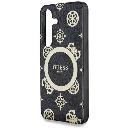 Funda MagSafe para Samsung Galaxy S25 S931, Guess, IML Peony On 4G Background, Negra