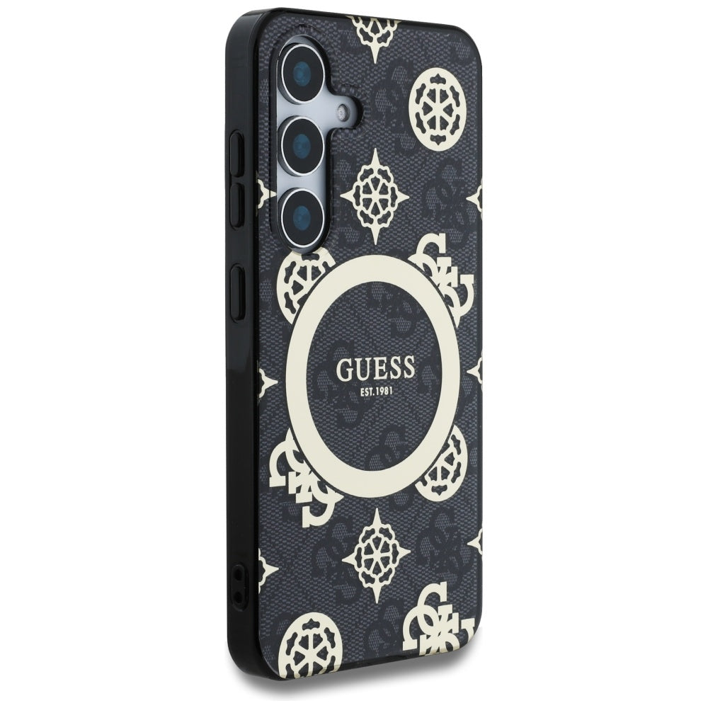 Funda MagSafe para Samsung Galaxy S25 S931, Guess, IML Peony On 4G Background, Negra