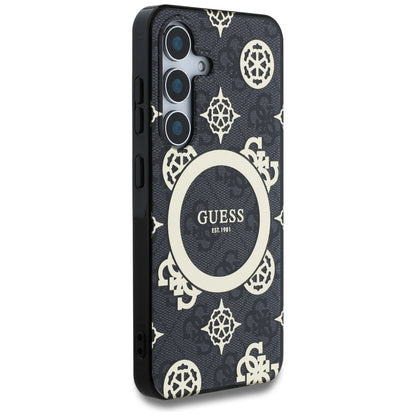 Funda MagSafe para Samsung Galaxy S25 S931, Guess, IML Peony On 4G Background, Negra