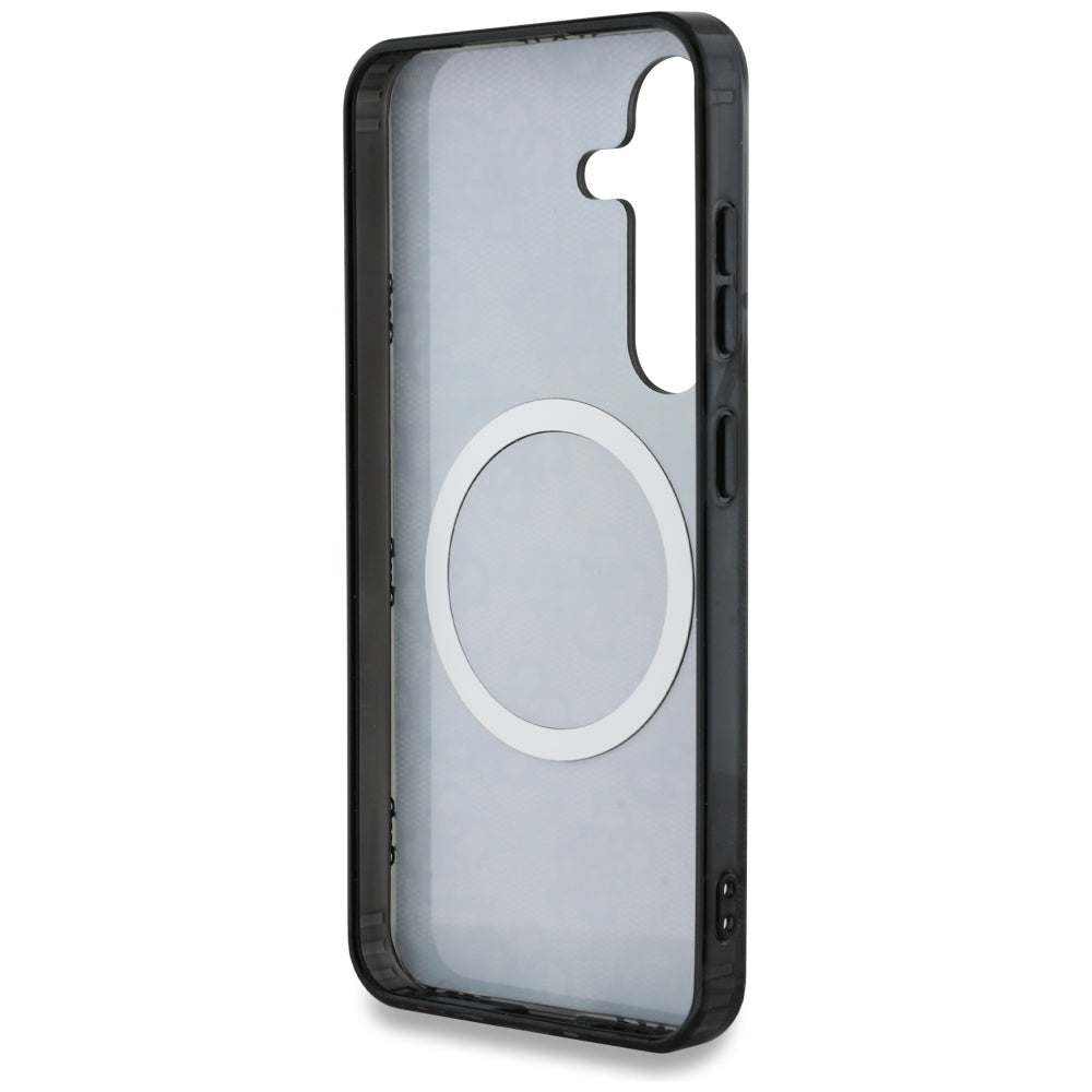 Funda MagSafe para Samsung Galaxy S25 S931, Guess, IML Peony On 4G Background, Negra