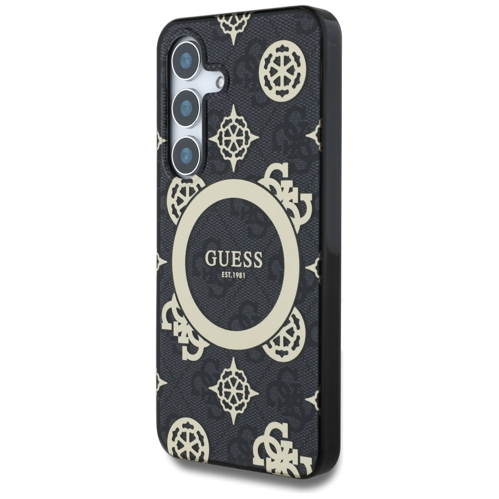 Funda MagSafe para Samsung Galaxy S25 S931, Guess, IML Peony On 4G Background, Negra