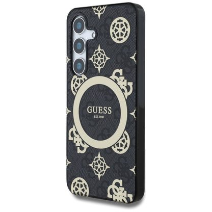 Funda MagSafe para Samsung Galaxy S25 S931, Guess, IML Peony On 4G Background, Negra