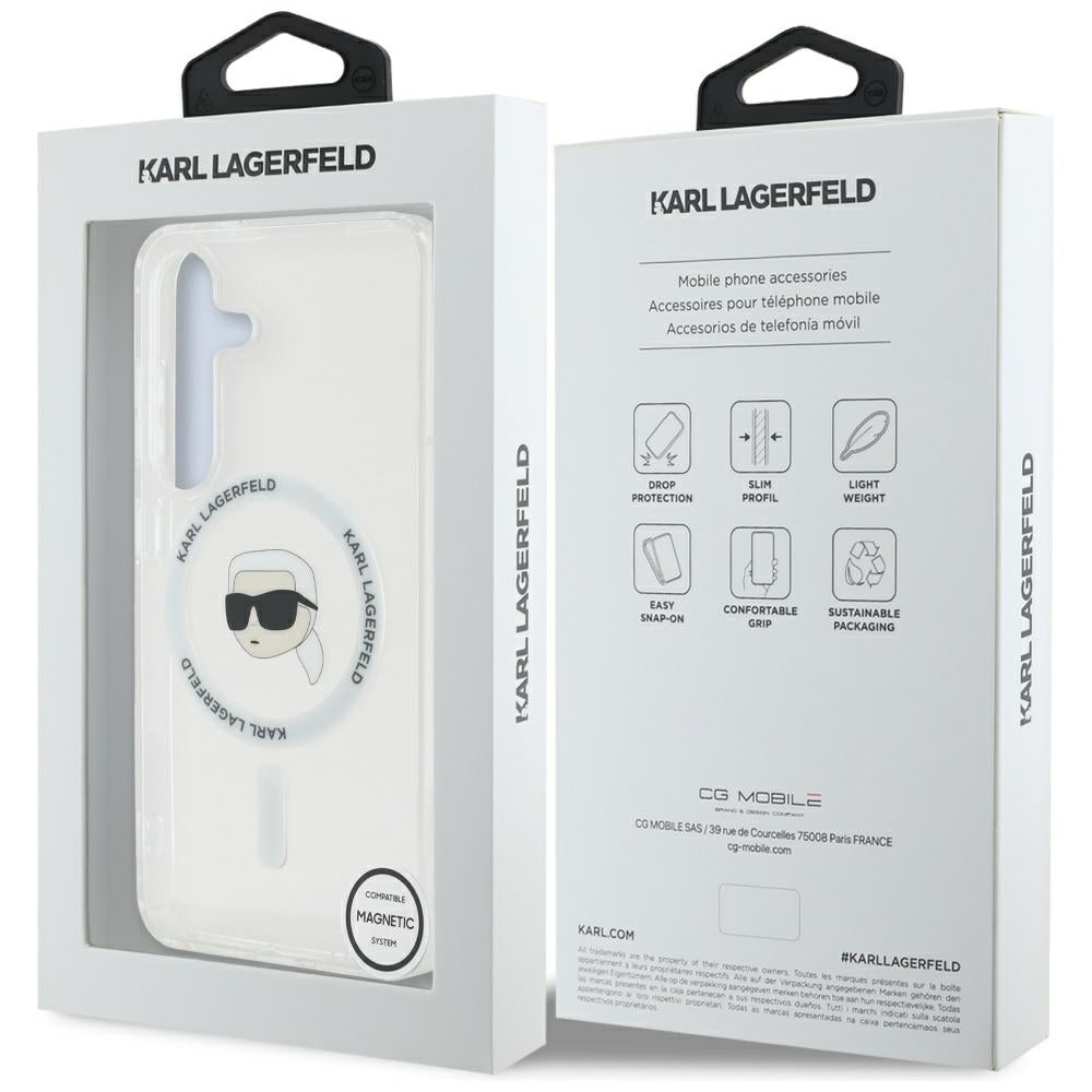 Funda MagSafe para Samsung Galaxy S25 S931, Karl Lagerfeld, IML Karl's Head, Blanca