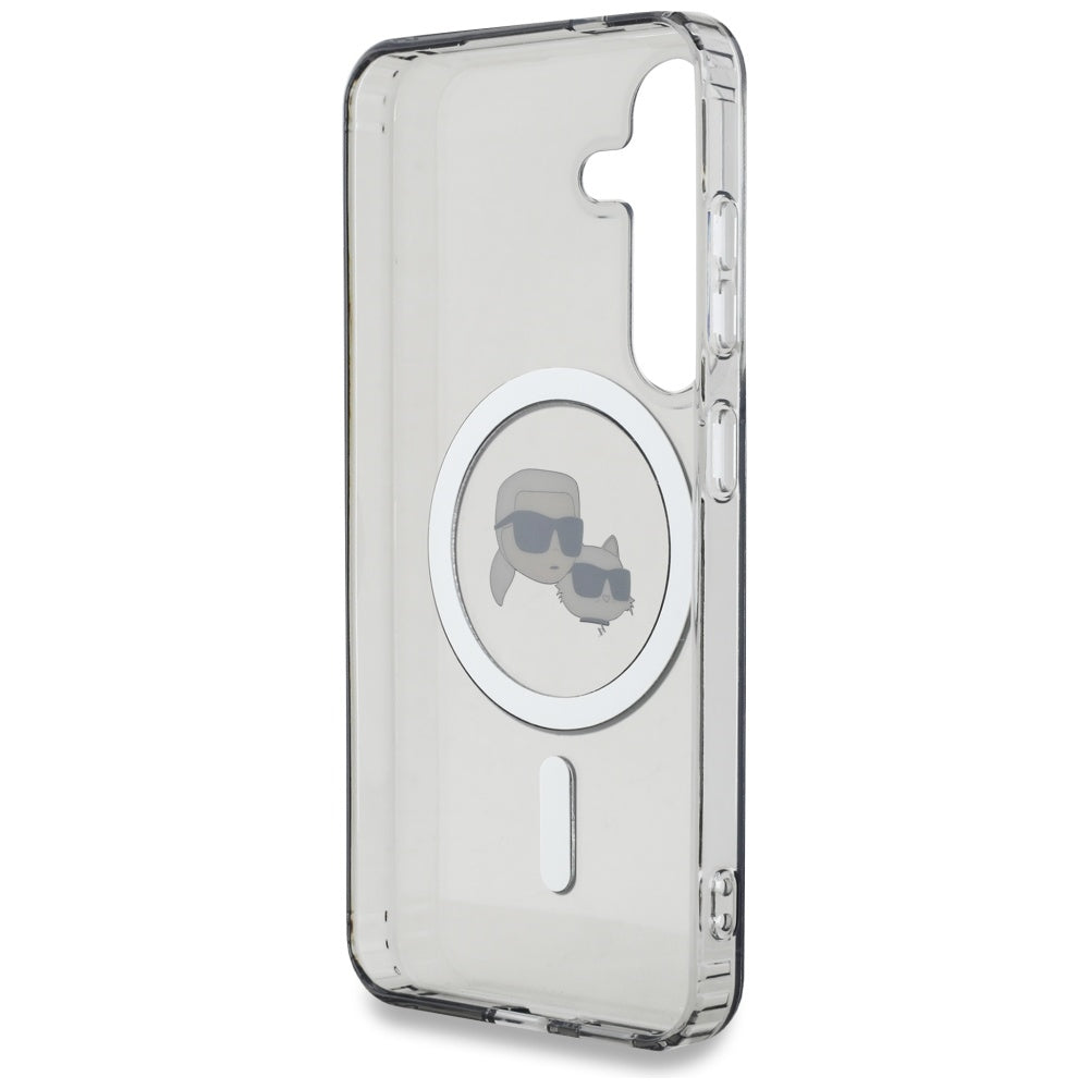 Funda MagSafe para Samsung Galaxy S25 S931, Karl Lagerfeld, IML Metal Karl & Choupette's Heads, Negra.