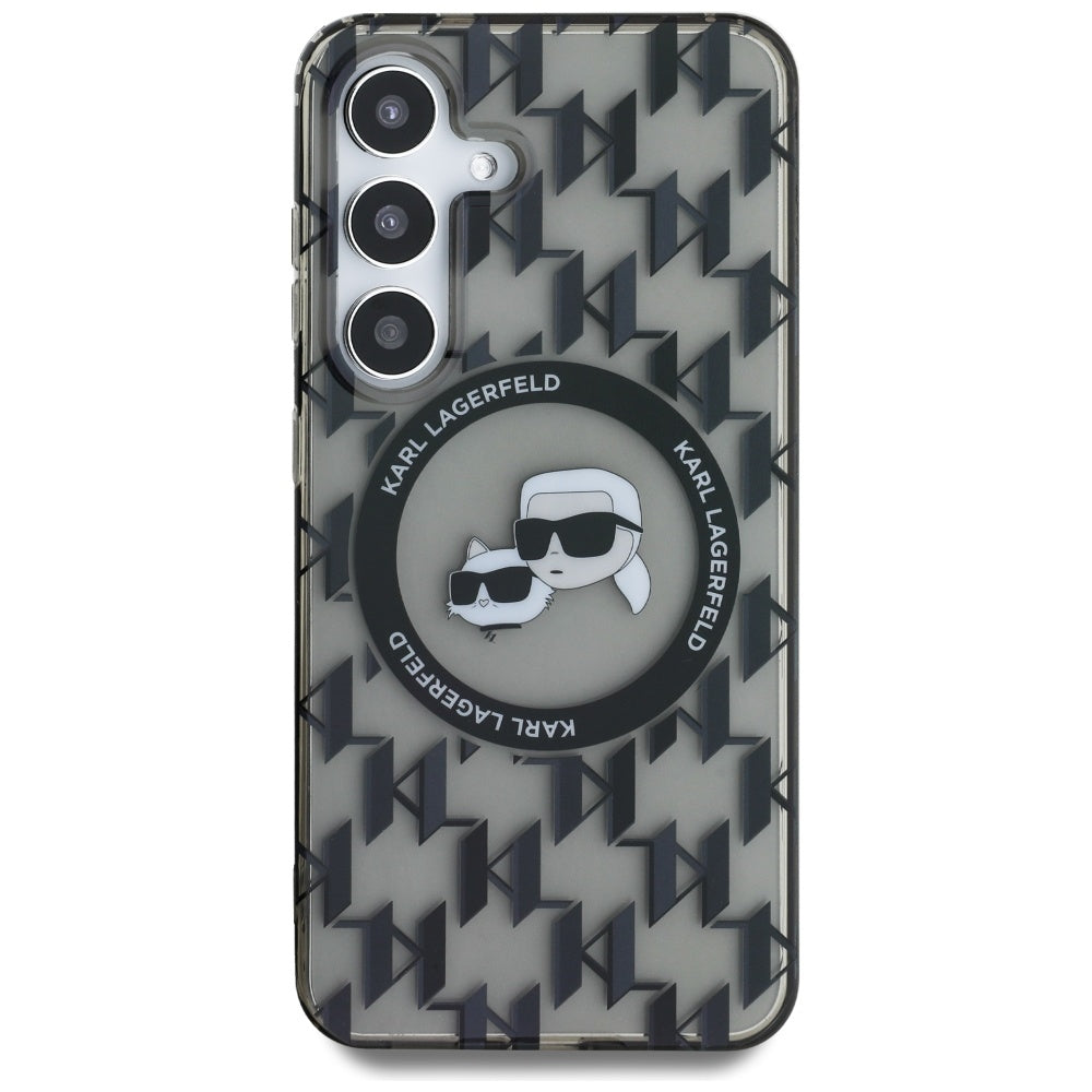 Funda MagSafe para Samsung Galaxy S25 S931, Karl Lagerfeld, IML Monogram Karl & Choupette's Heads, Negra.