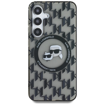 Funda MagSafe para Samsung Galaxy S25 S931, Karl Lagerfeld, IML Monogram Karl & Choupette's Heads, Negra.