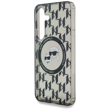 Funda MagSafe para Samsung Galaxy S25 S931, Karl Lagerfeld, IML Monogram Karl & Choupette's Heads, Negra.