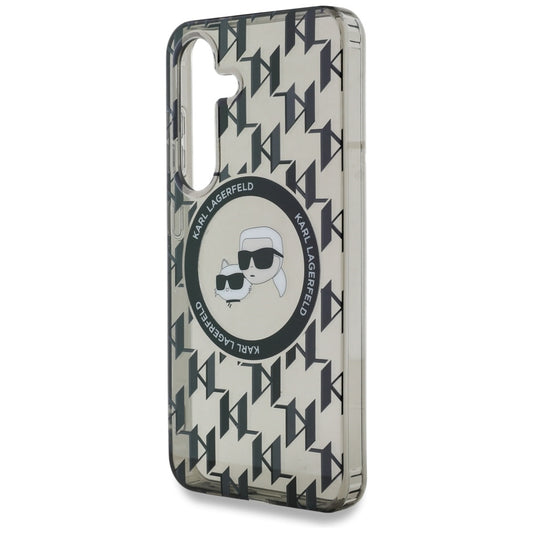 Funda MagSafe para Samsung Galaxy S25 S931, Karl Lagerfeld, IML Monogram Karl & Choupette's Heads, Negra.