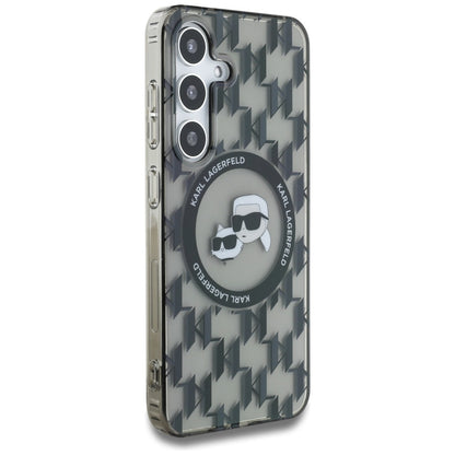 Funda MagSafe para Samsung Galaxy S25 S931, Karl Lagerfeld, IML Monogram Karl & Choupette's Heads, Negra.