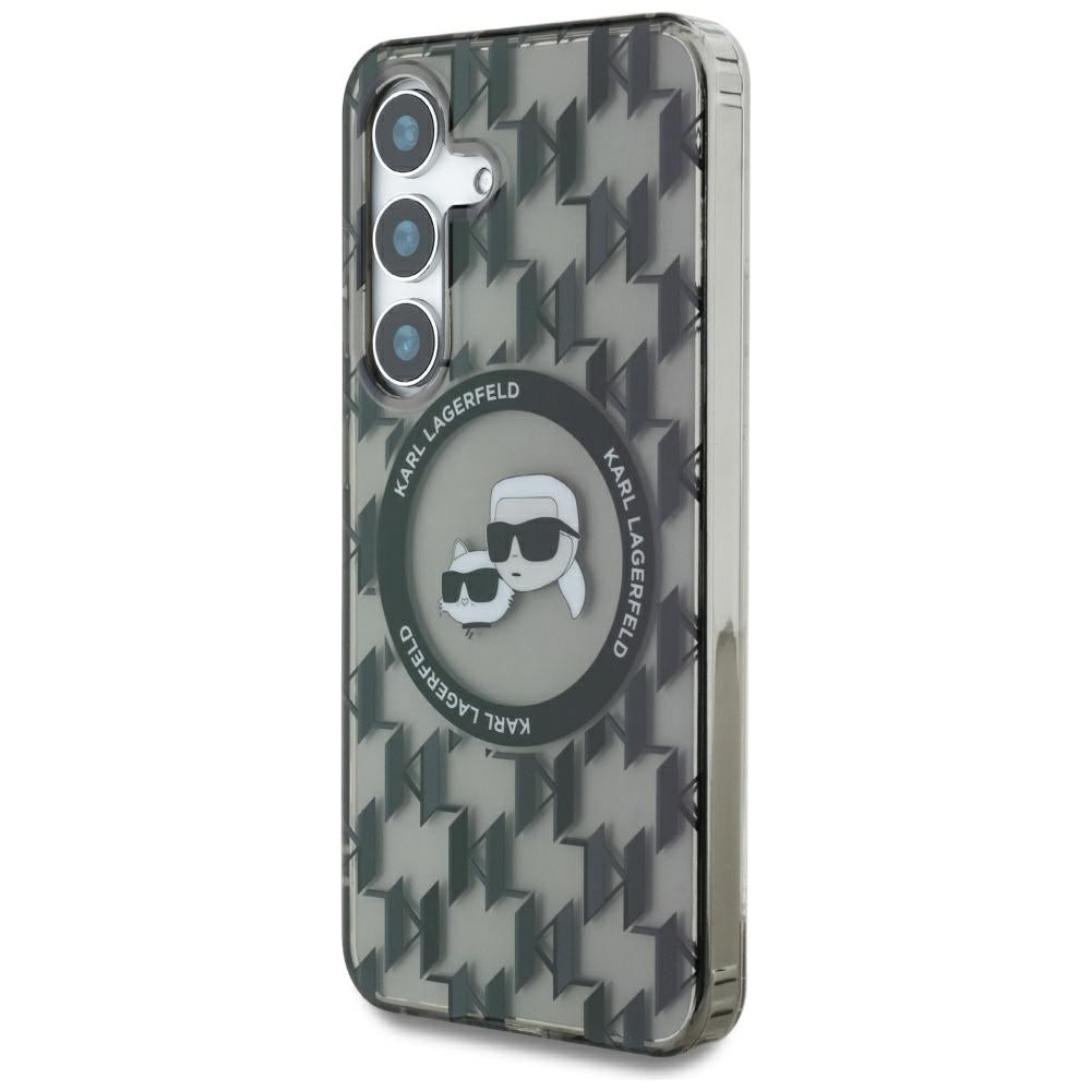 Funda MagSafe para Samsung Galaxy S25 S931, Karl Lagerfeld, IML Monogram Karl & Choupette's Heads, Negra.