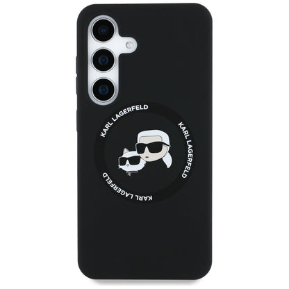 Funda MagSafe para Samsung Galaxy S25 S931, Karl Lagerfeld, Silicone Double Heads, Negra