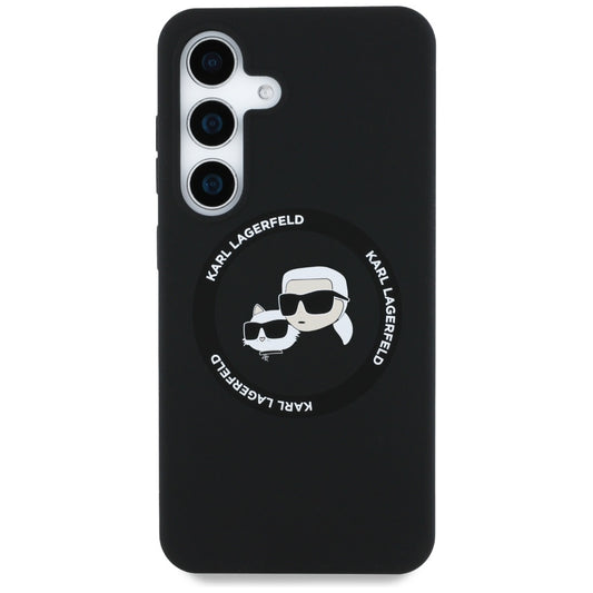 Funda MagSafe para Samsung Galaxy S25 S931, Karl Lagerfeld, Silicone Double Heads, Negra