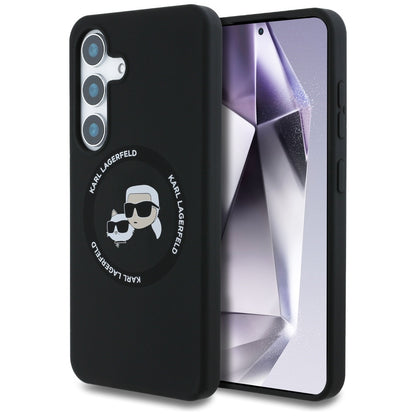 Funda MagSafe para Samsung Galaxy S25 S931, Karl Lagerfeld, Silicone Double Heads, Negra