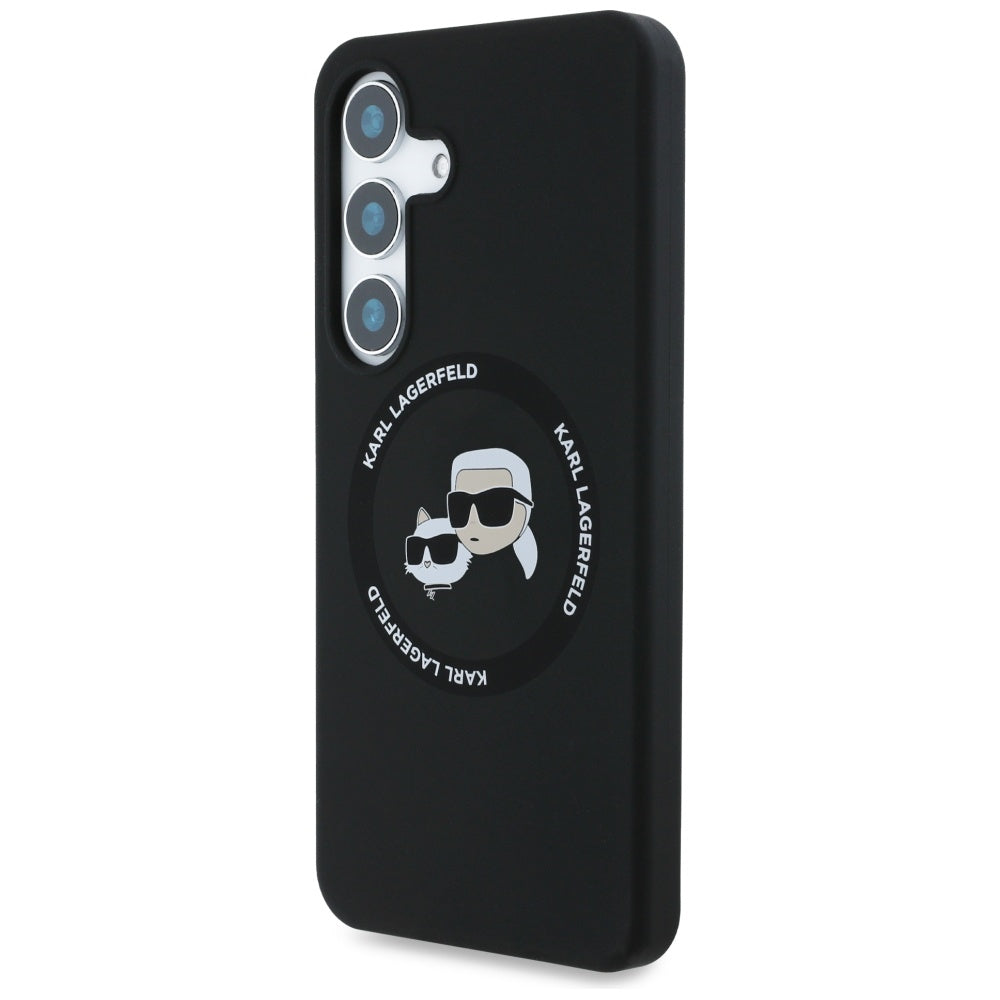 Funda MagSafe para Samsung Galaxy S25 S931, Karl Lagerfeld, Silicone Double Heads, Negra