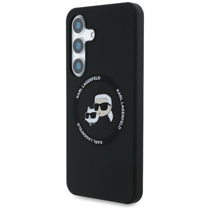 Funda MagSafe para Samsung Galaxy S25 S931, Karl Lagerfeld, Silicone Double Heads, Negra