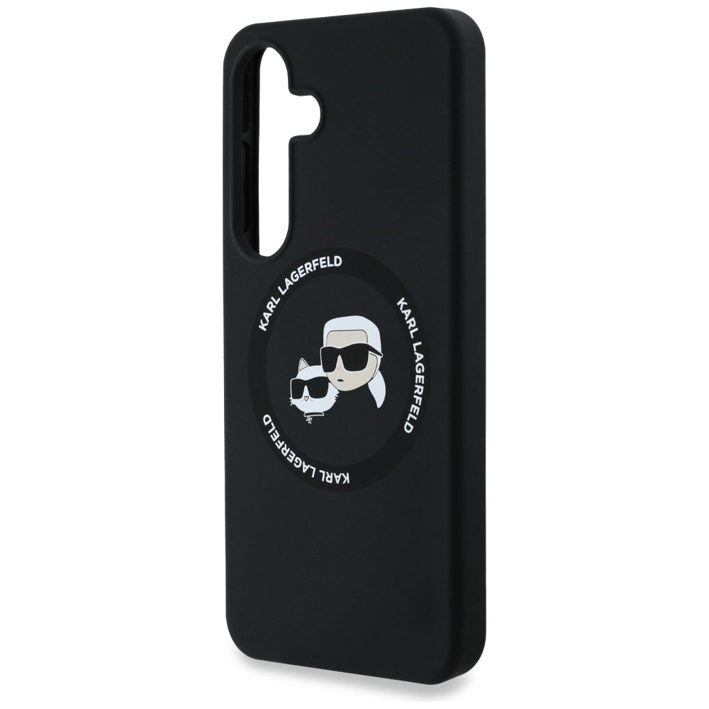 Funda MagSafe para Samsung Galaxy S25 S931, Karl Lagerfeld, Silicone Double Heads, Negra