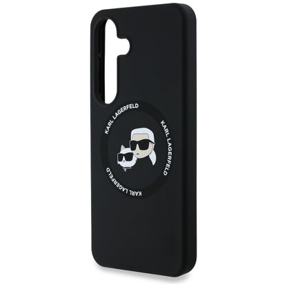 Funda MagSafe para Samsung Galaxy S25 S931, Karl Lagerfeld, Silicone Double Heads, Negra