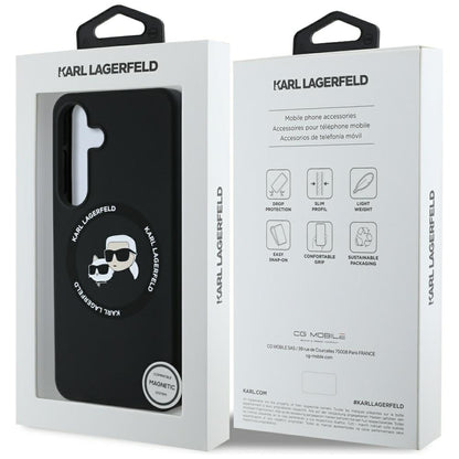 Funda MagSafe para Samsung Galaxy S25 S931, Karl Lagerfeld, Silicone Double Heads, Negra