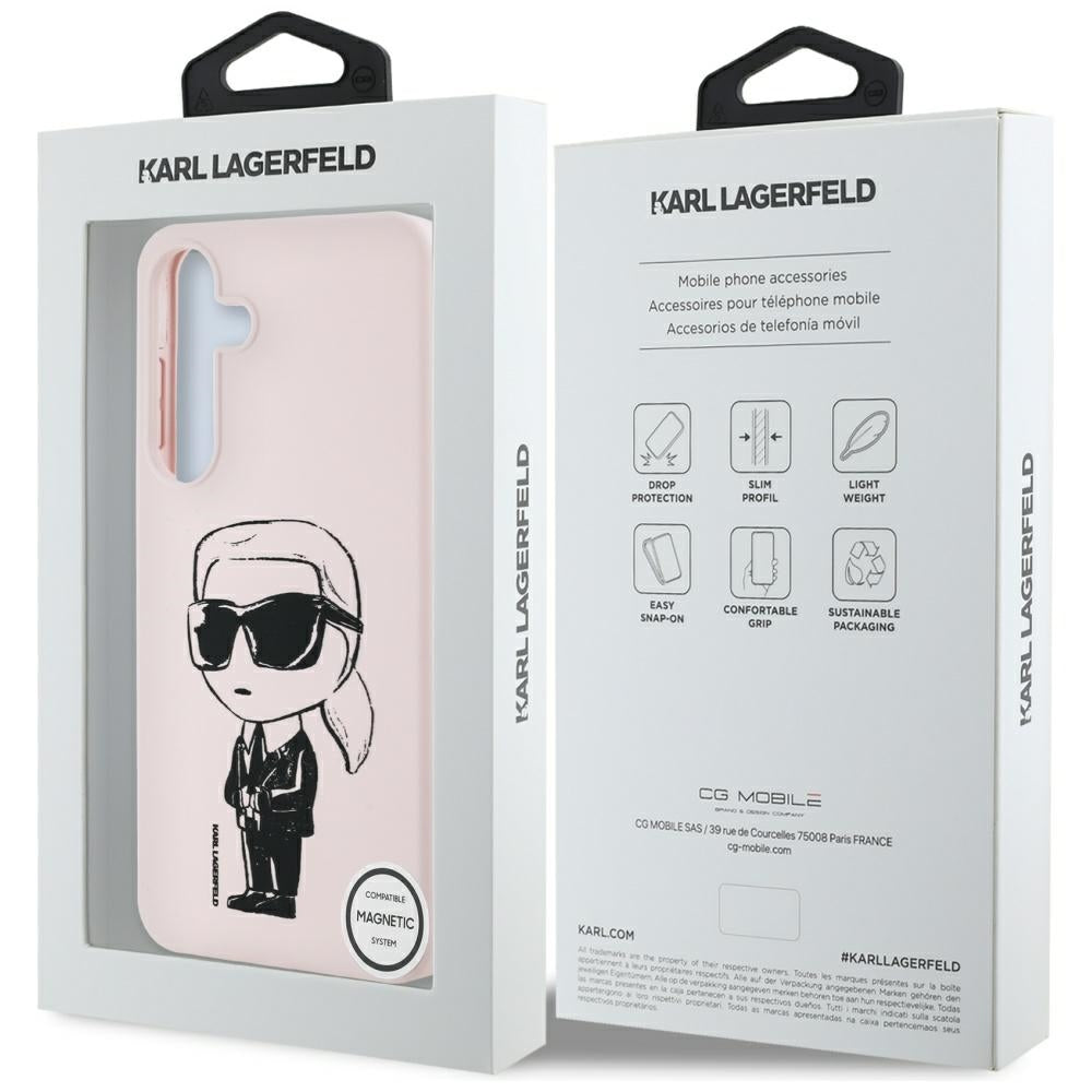 Funda MagSafe para Samsung Galaxy S25 S931, Karl Lagerfeld, Silicona Graffiti, Rosa