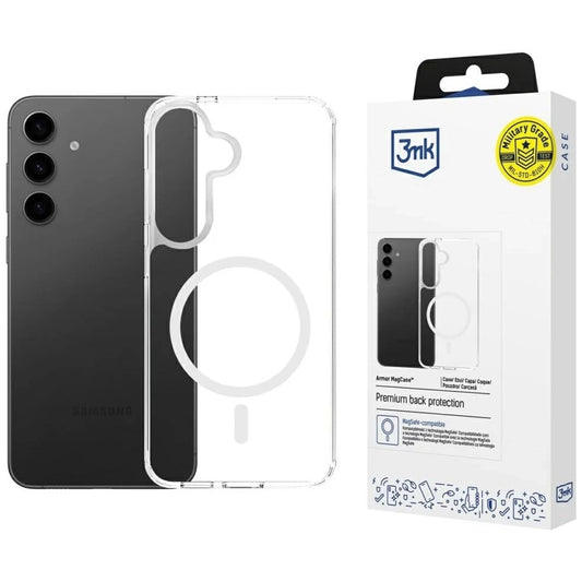 Funda MagSafe para Samsung Galaxy S25 S931 / S24 S921, 3MK, Armor MagCase, Transparente