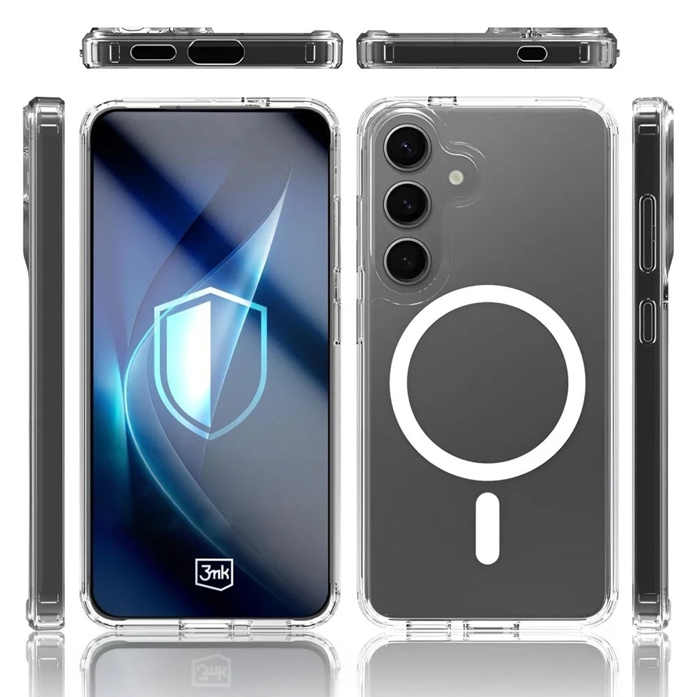 Funda MagSafe para Samsung Galaxy S25 S931 / S24 S921, 3MK, Armor MagCase, Transparente