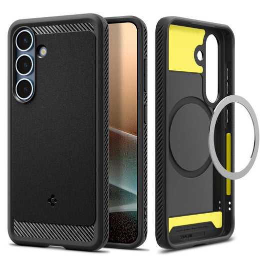 Funda MagSafe para Samsung Galaxy S25 S931, Spigen, Rugged Armor, Negra Mate ACS08998