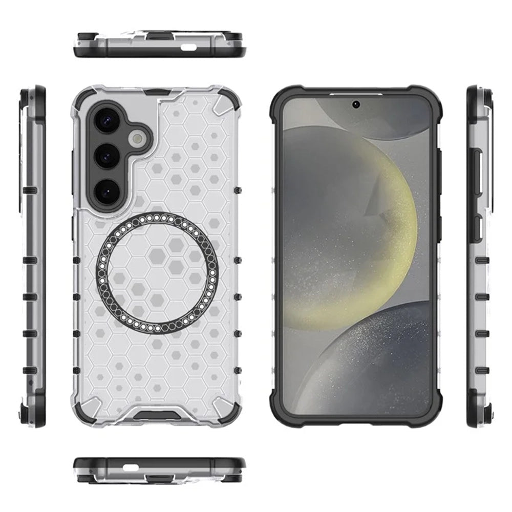 Funda MagSafe para Samsung Galaxy S25 S931, Techsuit, HoneyComb Shield, Blanca