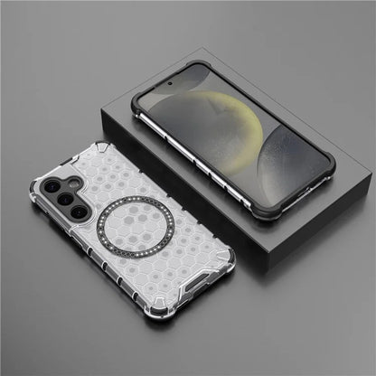 Funda MagSafe para Samsung Galaxy S25 S931, Techsuit, HoneyComb Shield, Blanca