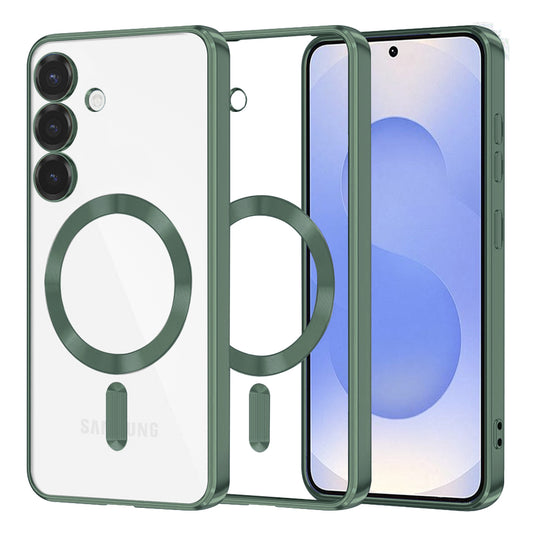 Funda MagSafe para Samsung Galaxy S25 S931, Techsuit, Luxury Crystal, Verde Oscuro