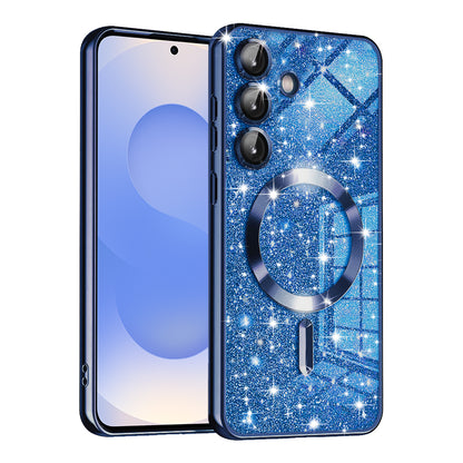 Funda MagSafe para Samsung Galaxy S25 S931, Techsuit, Luxury Glitter, Azul Oscuro
