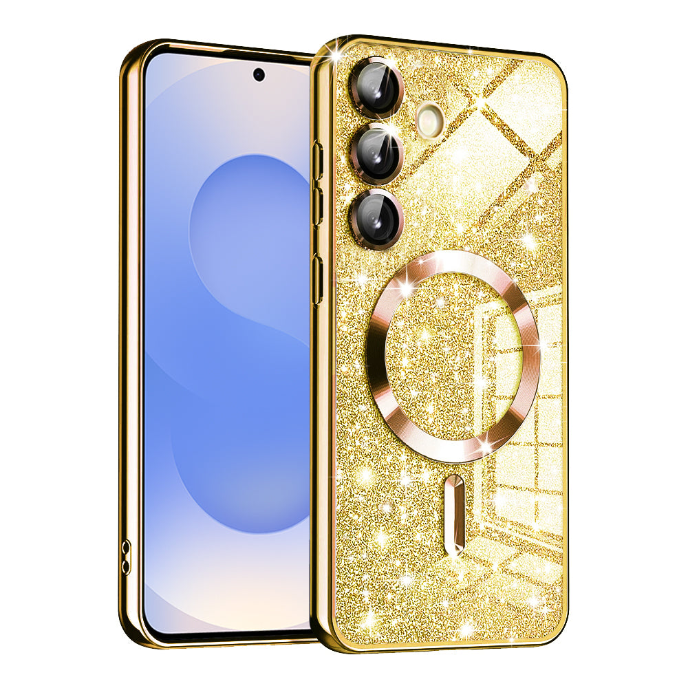 Funda MagSafe para Samsung Galaxy S25 S931, Techsuit, Luxury Glitter, Dorada
