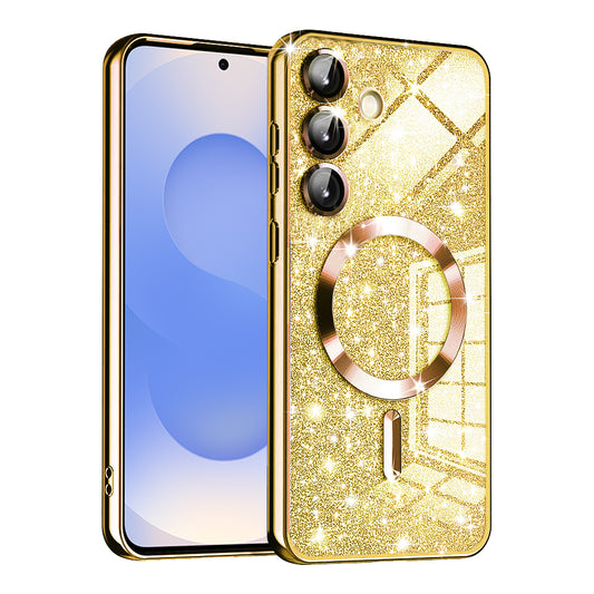 MagSafe Case for Samsung Galaxy S25 S931, Techsuit, Luxury Glitter, Gold