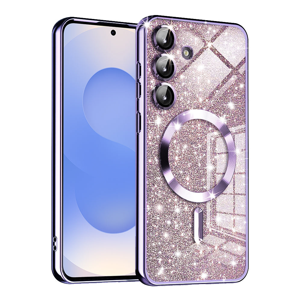 Funda MagSafe para Samsung Galaxy S25 S931, Techsuit, Luxury Glitter, Morado Claro