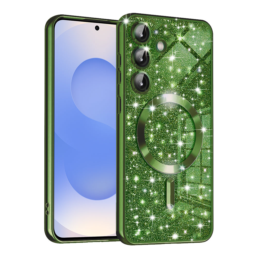 Funda MagSafe para Samsung Galaxy S25 S931, Techsuit, Luxury Glitter, Verde Oscuro