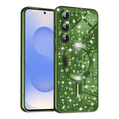 Funda MagSafe para Samsung Galaxy S25 S931, Techsuit, Luxury Glitter, Verde Oscuro