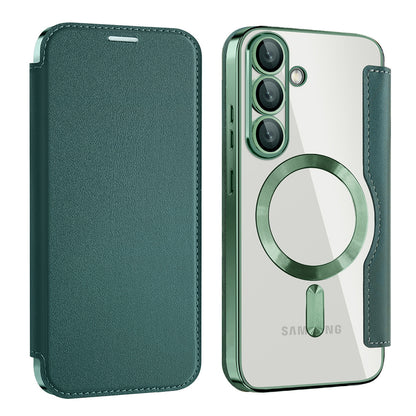 Funda MagSafe para Samsung Galaxy S25 S931, Techsuit, SmartMag Book, Verde