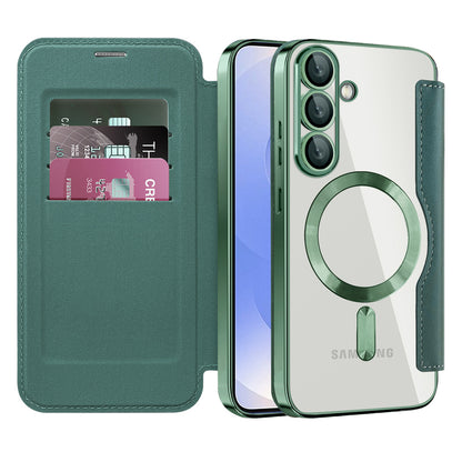 Funda MagSafe para Samsung Galaxy S25 S931, Techsuit, SmartMag Book, Verde