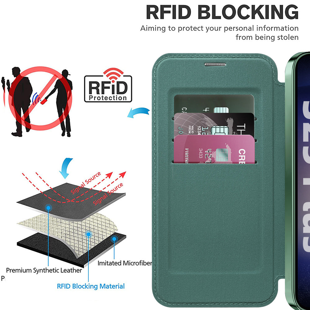 Funda MagSafe para Samsung Galaxy S25 S931, Techsuit, SmartMag Book, Verde