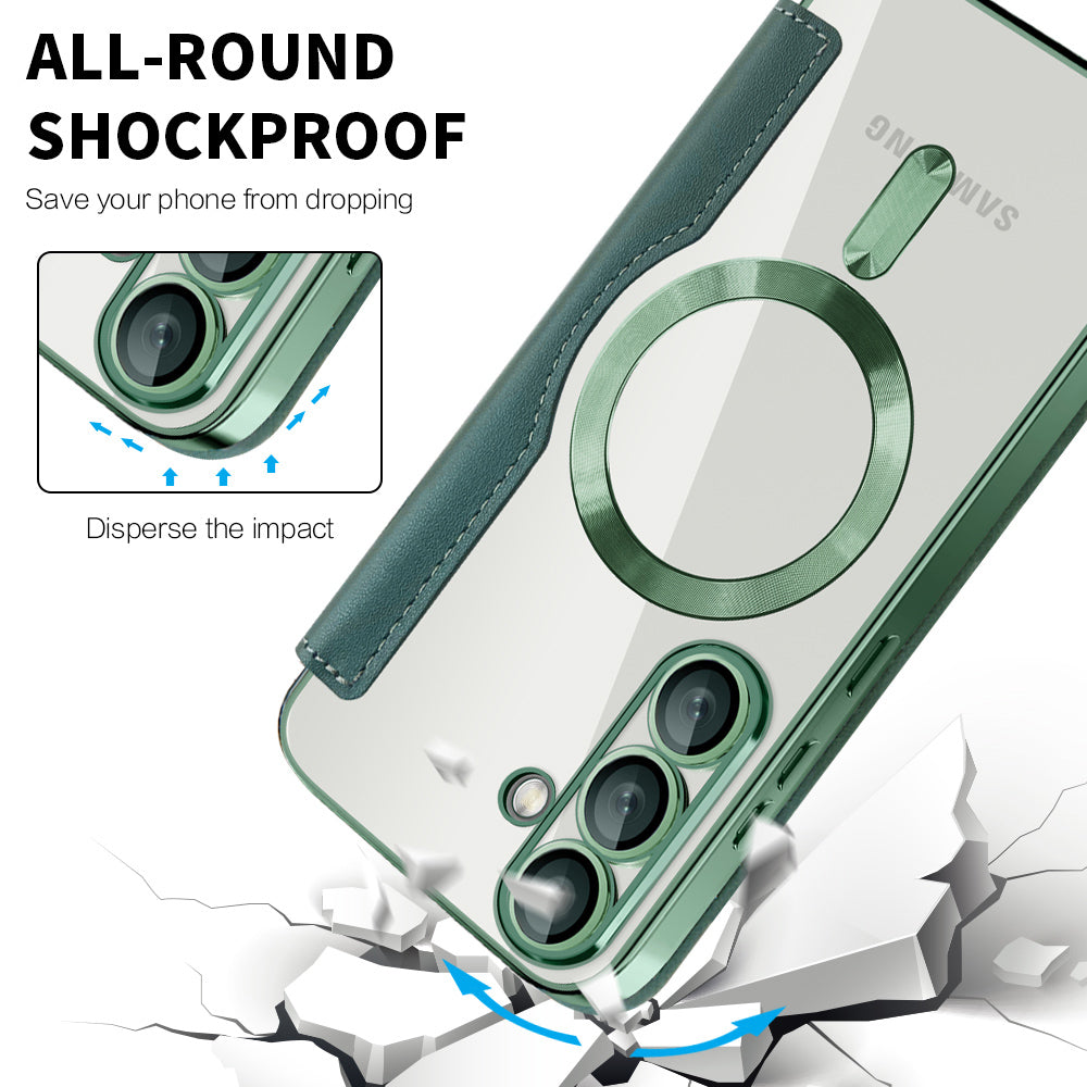 Funda MagSafe para Samsung Galaxy S25 S931, Techsuit, SmartMag Book, Verde