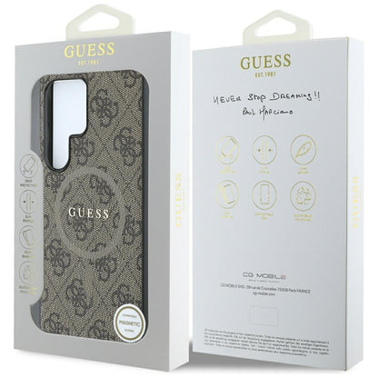 Funda MagSafe para Samsung Galaxy S25 Ultra S938, Guess, 4G Ring Classic Logo, Marrón