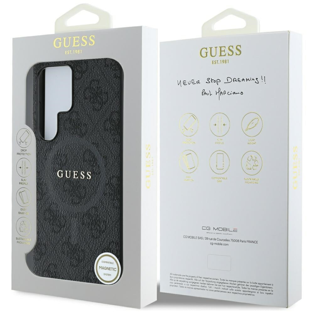 Funda MagSafe para Samsung Galaxy S25 Ultra S938, Guess, 4G Ring Classic Logo, Negra