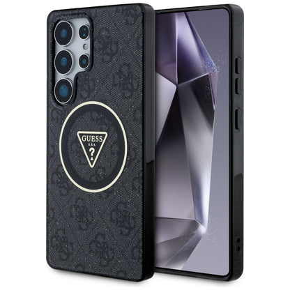 Funda MagSafe para Samsung Galaxy S25 Ultra S938, Guess, IML Glitter 4G Circle Triangle, Negra