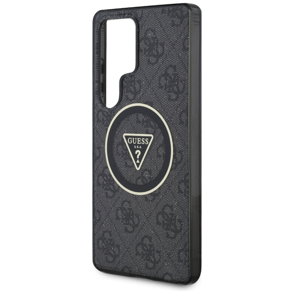 Funda MagSafe para Samsung Galaxy S25 Ultra S938, Guess, IML Glitter 4G Circle Triangle, Negra