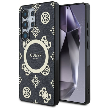 Funda MagSafe para Samsung Galaxy S25 Ultra S938, Guess, IML Peony On 4G Background, Negra