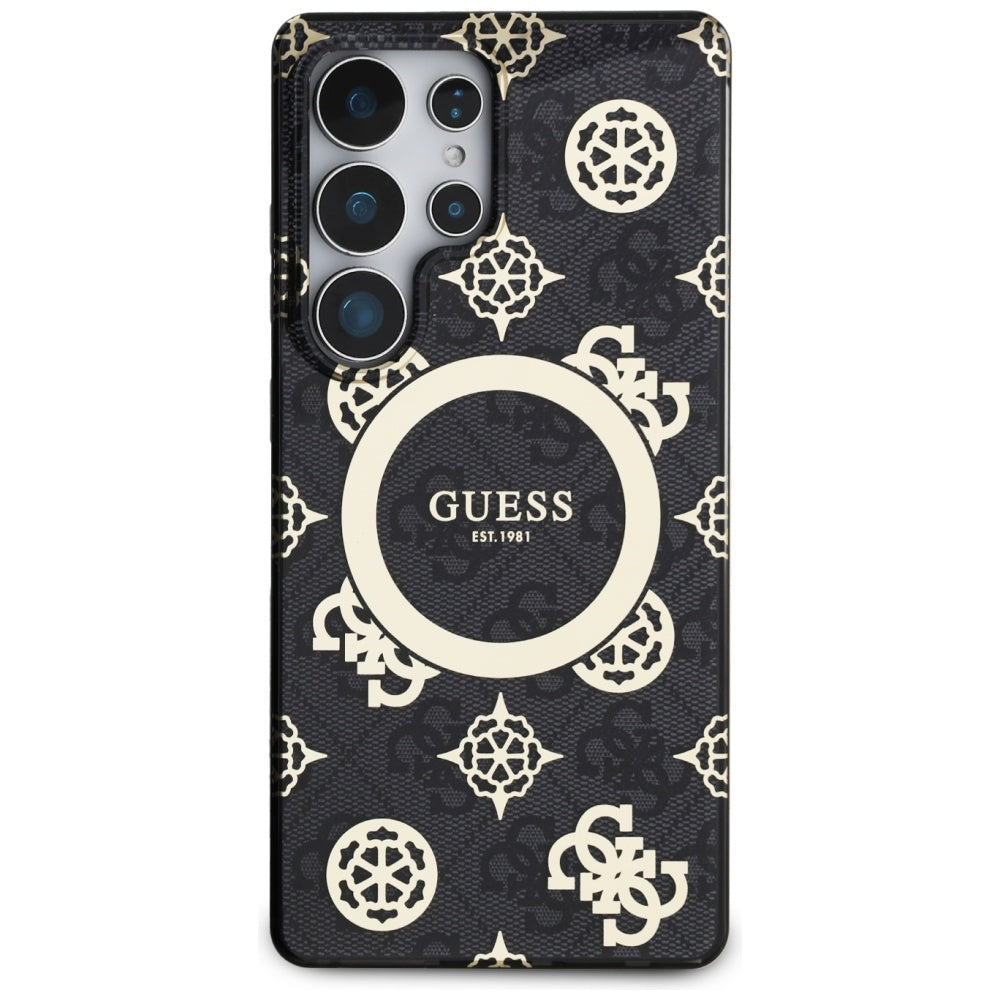 Funda MagSafe para Samsung Galaxy S25 Ultra S938, Guess, IML Peony On 4G Background, Negra