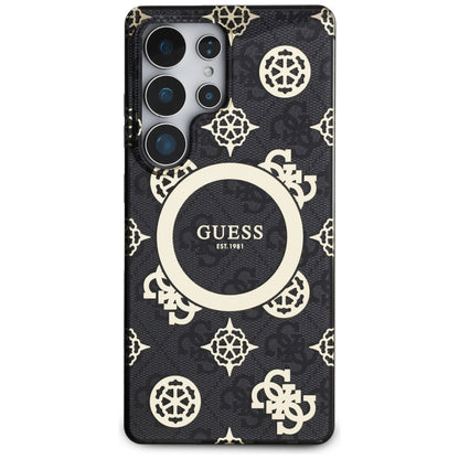 Funda MagSafe para Samsung Galaxy S25 Ultra S938, Guess, IML Peony On 4G Background, Negra