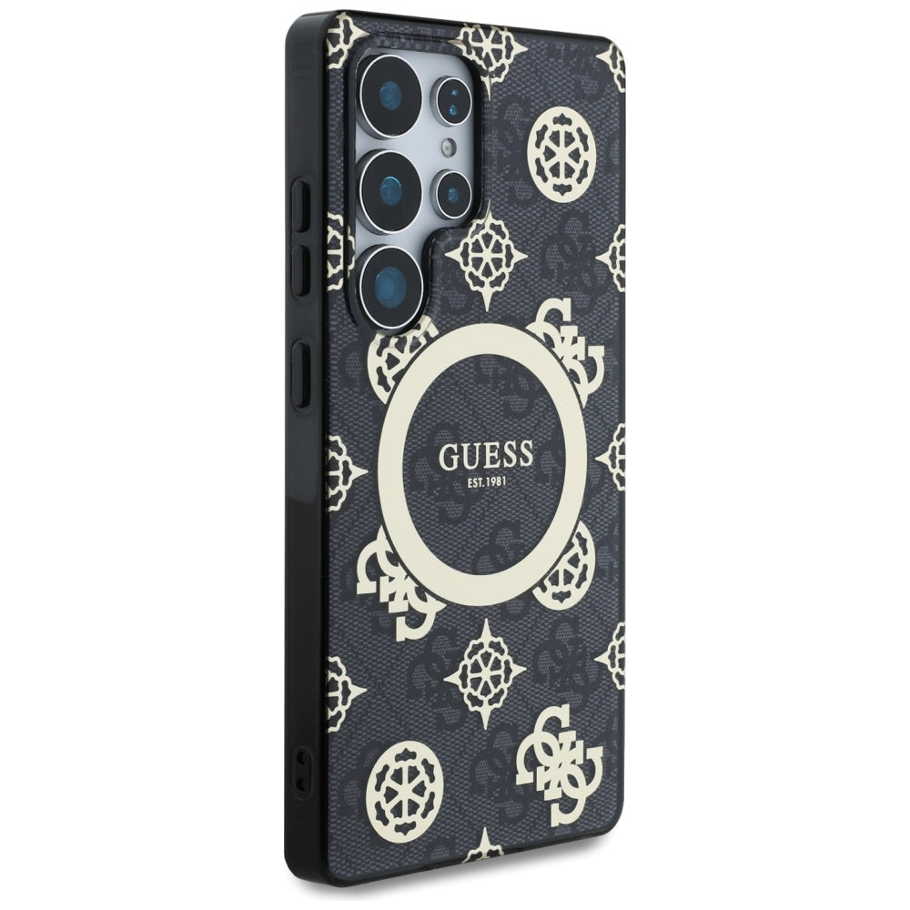Funda MagSafe para Samsung Galaxy S25 Ultra S938, Guess, IML Peony On 4G Background, Negra